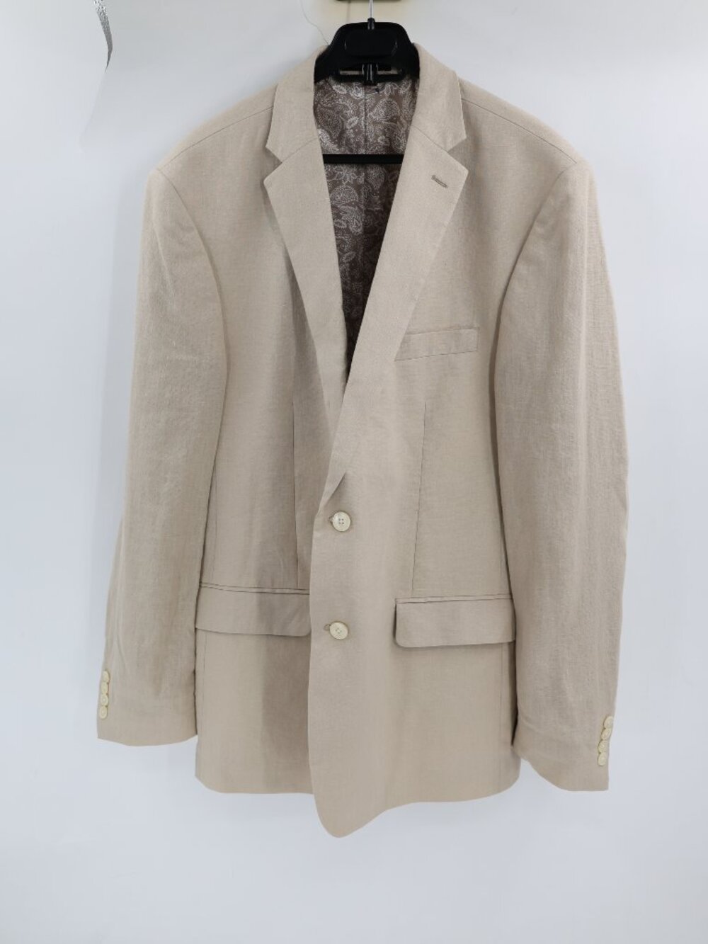 Lauren Ralph Lauren Sport Coat Mens 46L Linen Single Breasted Blazer Beige notch